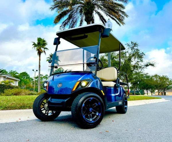2017 Yamaha Drive 2 QuietTech EFI Gas 4 Passenger Golf Cart (Blue) at Oxford Golf Cars