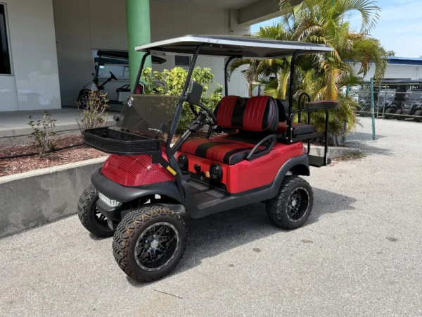 2018 Club Car Precedent Lifted Lithium 4 Passenger Golf Cart (Red) at Oxford Golf Cars