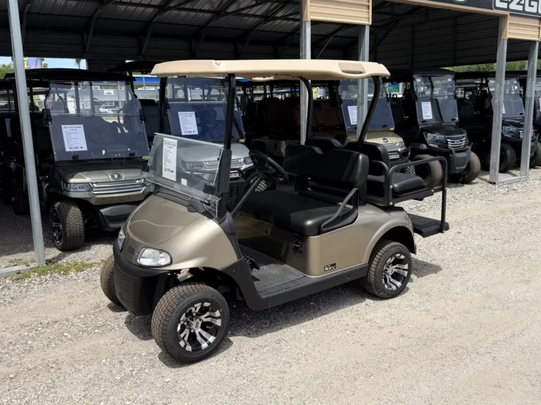 2020 E-Z-GO Freedom RXV Elite Lithium 4 Passenger Golf Cart (Almond, Rear Flip Seat) at Oxford Golf Cars