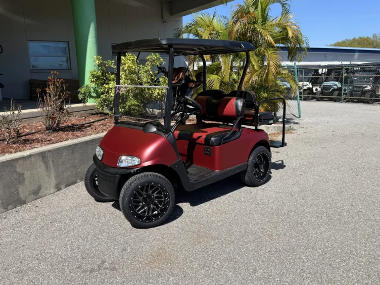 2020 E-Z-GO Freedom RXV Elite Lithium 4 Passenger Golf Cart (Matte Red) at Oxford Golf Cars