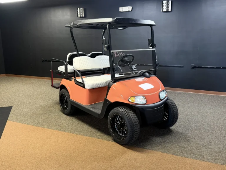 2020 E-Z-GO Freedom RXV Elite Lithium 4 Passenger Golf Cart (Salmon, Black Roof) at Oxford Golf Cars