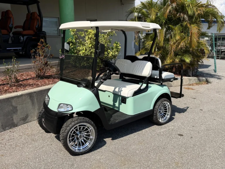 2020 E-Z-GO Freedom RXV Elite Lithium 4 Passenger Golf Cart (Aqua, White Seats) at Oxford Golf Cars