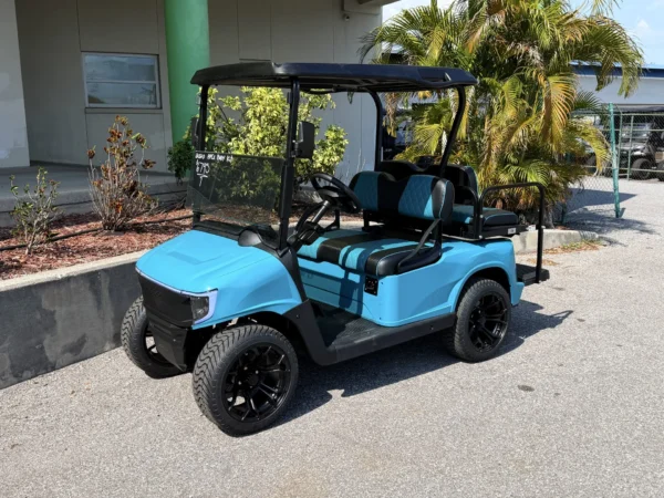 2020 E-Z-GO Freedom RXV Elite Lithium 4 Passenger Golf Cart (Sky Blue) at Oxford Golf Cars