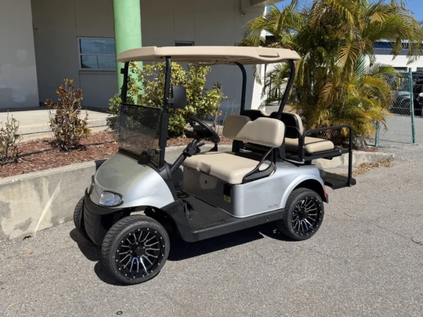 2020 E-Z-GO Freedom RXV Elite Lithium 4 Passenger Golf Cart (Platinum Silver) at Oxford Golf Cars