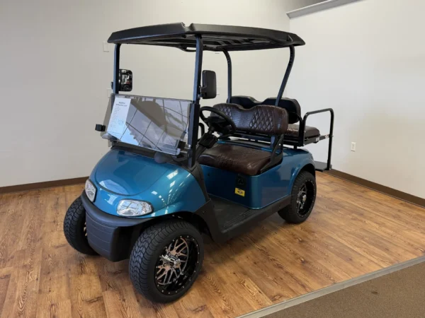 2020 E-Z-GO Freedom RXV Elite Lithium 4 Passenger Golf Cart (Blue/Brown Crocodile) at Oxford Golf Cars