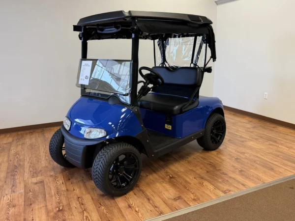 2020 E-Z-GO Freedom RXV Elite Lithium 4 Passenger Golf Cart with Rain Enclosure (Solid Blue) at Oxford Golf Cars