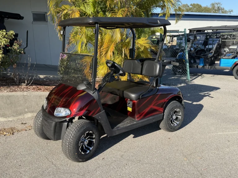 2020 E-Z-GO Freedom RXV Elite Lithium 2 Passenger Golf Cart (Red Streaker) at Oxford Golf Cars