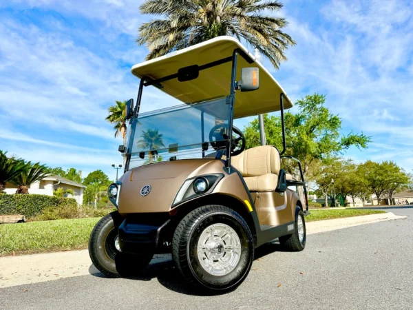2021 Yamaha Drive 2 QuietTech EFI Gas 4 Passenger Golf Cart (Bronze Mica Matte) at Oxford Golf Cars