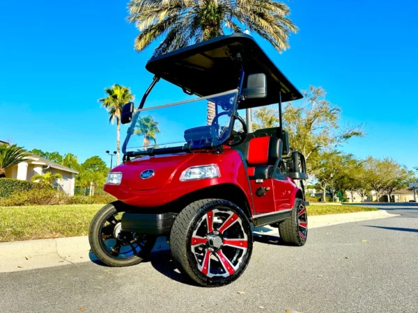 2022 Evolution Classic 4 Plus Lithium 4 Passenger Golf Cart (Custom Red) at Oxford Golf Cars