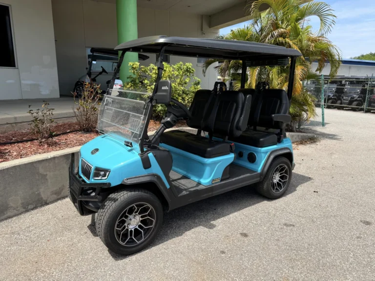2022 Evolution D5 Ranger 4 Lithium 4 Passenger Golf Cart (Sky Blue) at Oxford Golf Cars