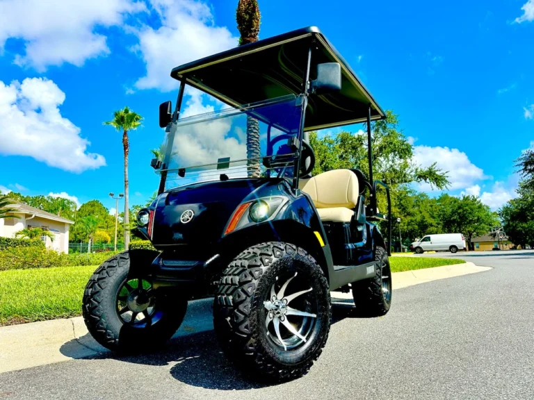 2022 Yamaha Drive 2 PowerTech AC 48V Lifted 4 Passenger Golf Cart (Metallic Black) at Oxford Golf Cars