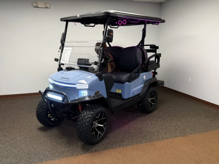 2026 Denago EV Nomad XL Lifted 2+2 Lithium Golf Cart (Glacier Blue) at Oxford Golf Cars