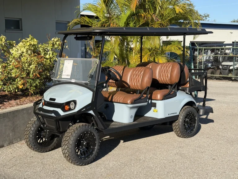 2026 E-Z-GO Express L6 Gas 6 Passenger Golf Cart with Technology Package (Ocean Gray) at Oxford Golf Cars