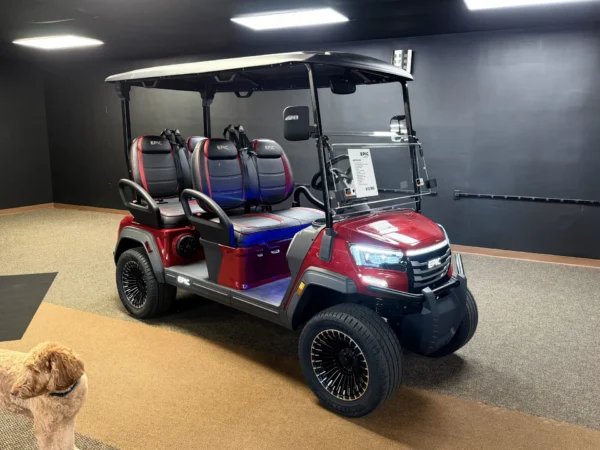 2026 Epic E40FX Lithium 4 Passenger Forward-Facing Golf Cart (Red) at Oxford Golf Cars