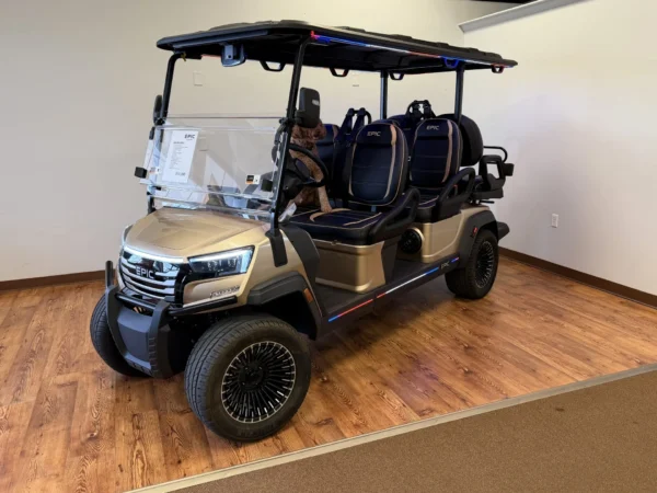 2026 Epic E60FX 6 Passenger Lithium Golf Cart (Champagne) at Oxford Golf Cars