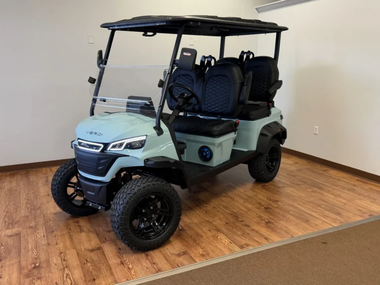 2026 Verdi Aspen F4 Lithium Lifted 4 Passenger Forward-Facing Golf Cart (Blue) at Oxford Golf Cars
