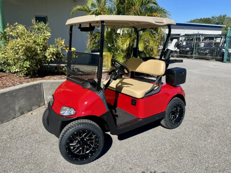 2019 E-Z-GO Freedom RXV Lithium 2 Passenger Golf Cart (Flame Red) at Oxford Golf Cars