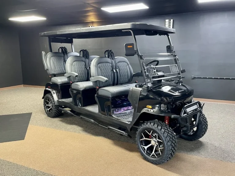 2026 Denago EV Rover XXL 51.2V Lithium Lifted 6 Passenger Golf Cart (Black) at Oxford Golf Cars