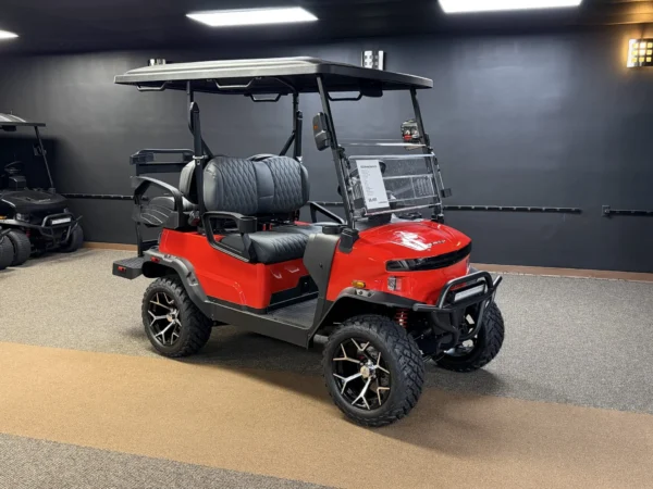 2026 Denago EV Nomad XL 4 Passenger Lithium Golf Cart (Flame Red) at Oxford Golf Cars