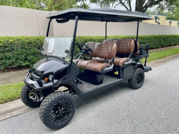 2026 E-Z-GO Express 6 Gas Lifted 6 Passenger Golf Cart (Black) at Oxford Golf Cars