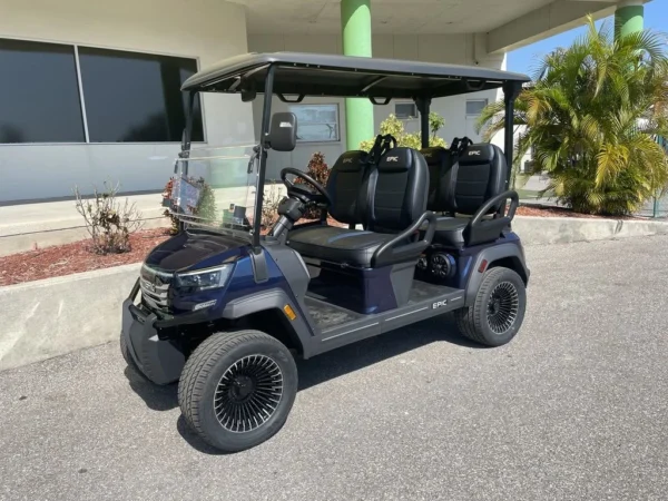 2026 Epic E40FX Lithium 4 Passenger Forward-Facing Golf Cart (Blue) at Oxford Golf Cars